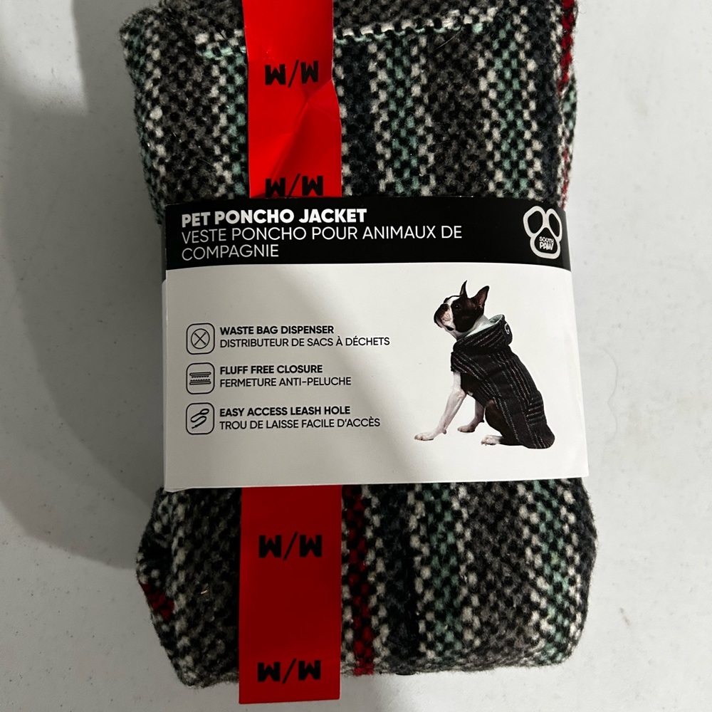 Pet Poncho Jacket with Houndstooth Pattern